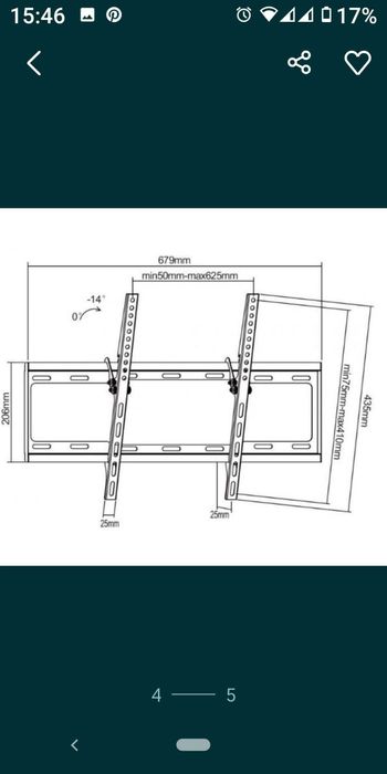 Suporte TV fixo c/ inclinacao 37 ate 70" Novo c/ kit instalação