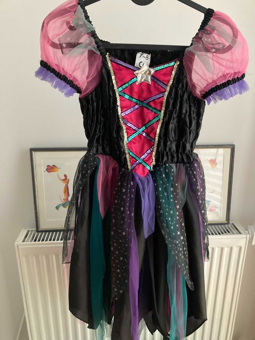 Sukienka na 7-8 lat - Czarownica / Wróżka / Wiedźma / strój Helloween