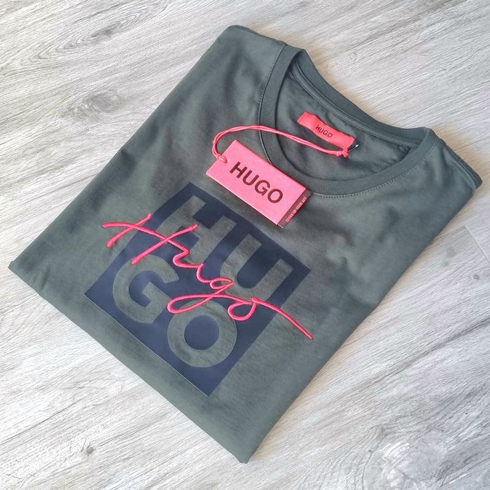 Комфортна та стильна чоловіча футболка Hugo Boss кольору хакі (XL)