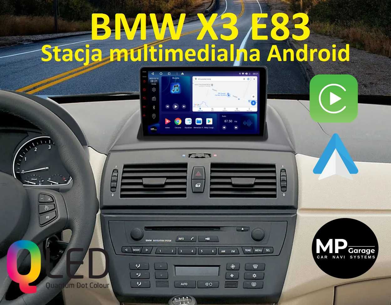 BMW X3 E83 Radio Nawigacja Android11 CarPlay/AA Qled Montaż Gw.