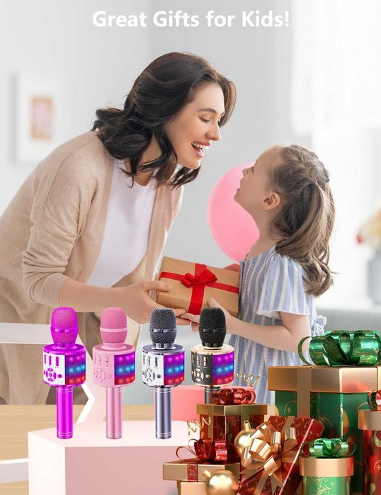 BONAOK bezprzewodowy mikrofon Karaoke, mikrofon Bluetooth