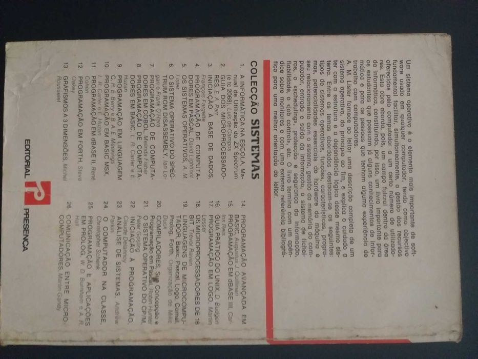 Livro "Os sistemas Operativos" de A. M. Lister da Editorial Presença