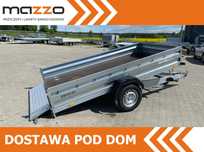 Zaslaw Dostawa Przyczepa hamowana UCHYLNA ZASŁAW 300x150x35cm DMC1300KG SOLIDNA I MOCNA, blacha ryflowana na tylnej burcie  Dostawa Przyczepa UCHYLNA ZASŁAW 300x150x35cm DMC1300KG SOLIDNA I MOCN
