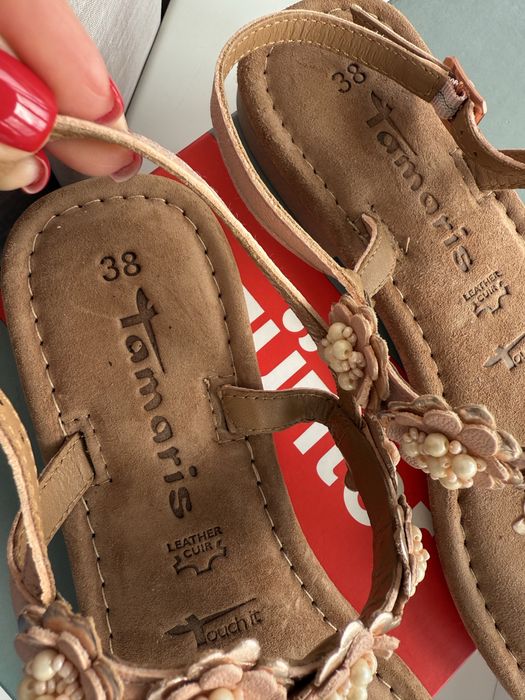 Нові шкіряні літні жіночі босоніжки сандалі tamaris, 38 розмір