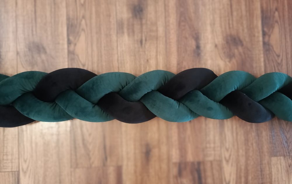 Warkocz ochraniacz do łóżeczka welur butelkowa zieleń 400 cm