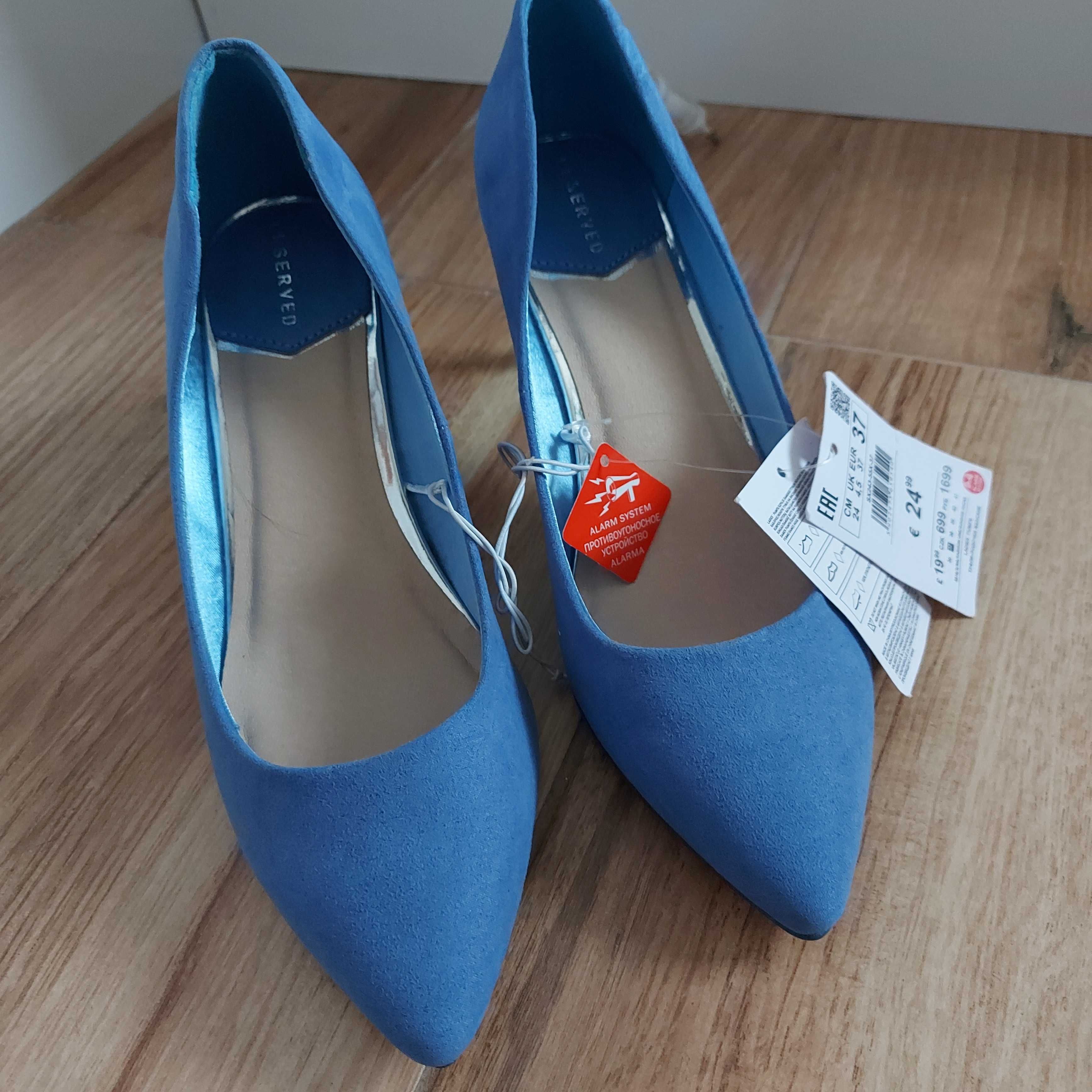 Buty czółenka szpilki pastelowy niebieski reserved