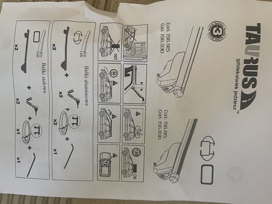 Bagażnik bazowy na relingi Taurus Easy Up 815/830