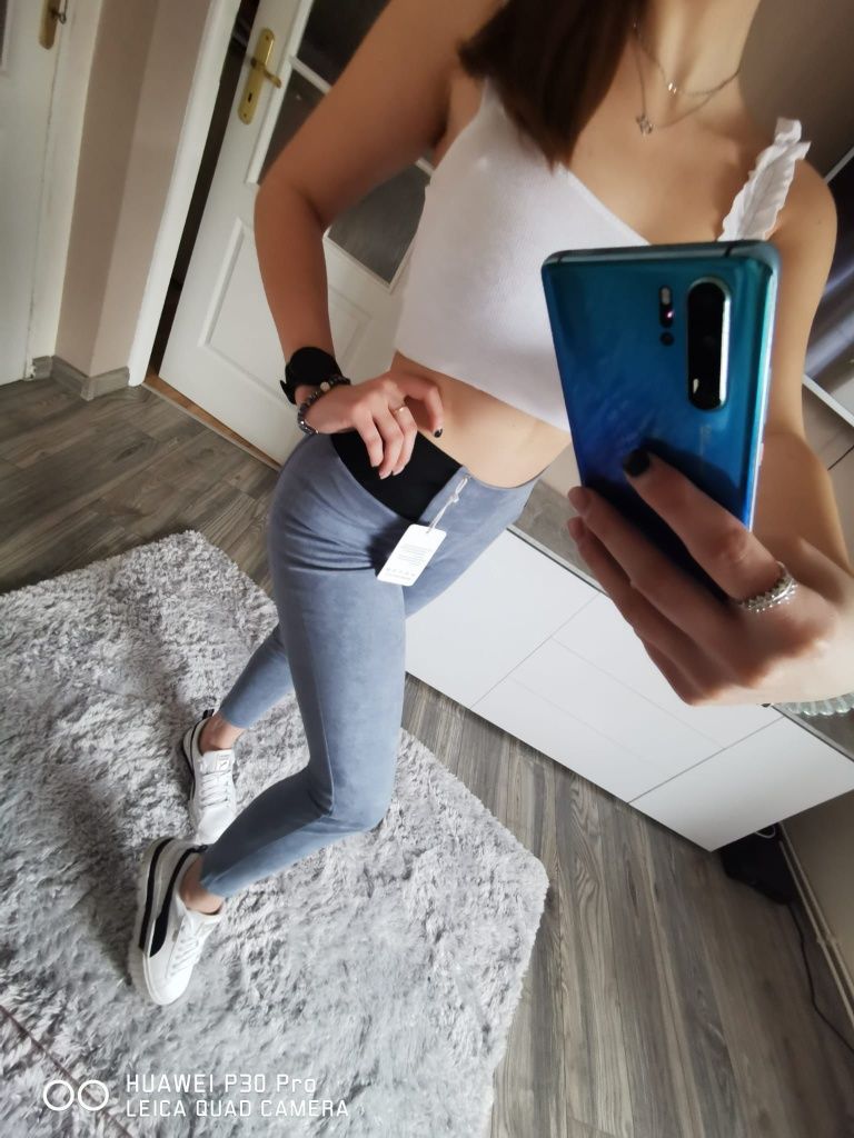 Legginsy damskie zamszowe z gumą