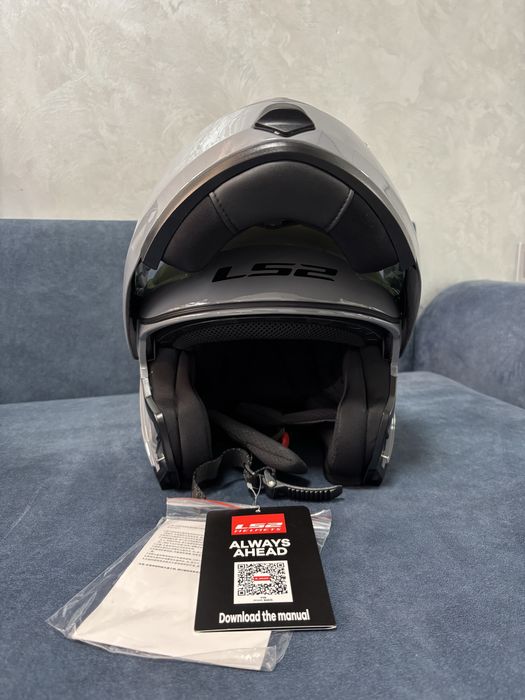 Шлем мотоциклетный мотошлем модуляр серый LS2 FF345