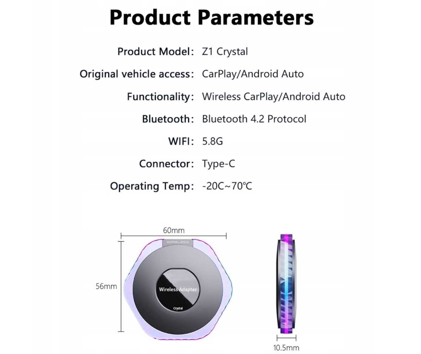 Wireless adapter samochodowy CarPlay Android