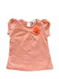 Pomarańczowa koszulka z kwiatem C&A 68 5-7 mies