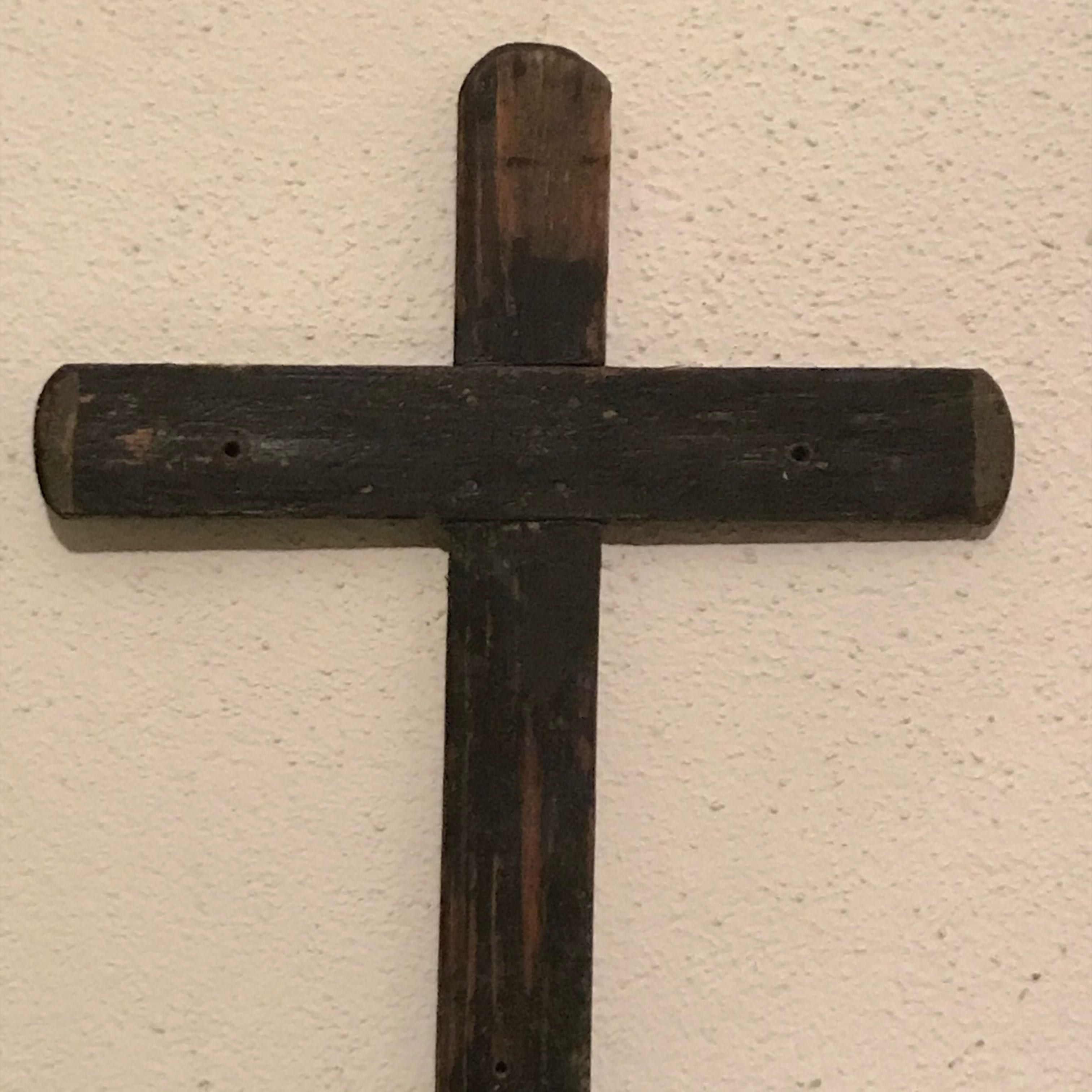 Cruz Cristo Crucifixo madeira e osso antigo