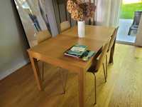 Stół z krzesłami dąb Ikea 140x83cm rozkładany do 220cm