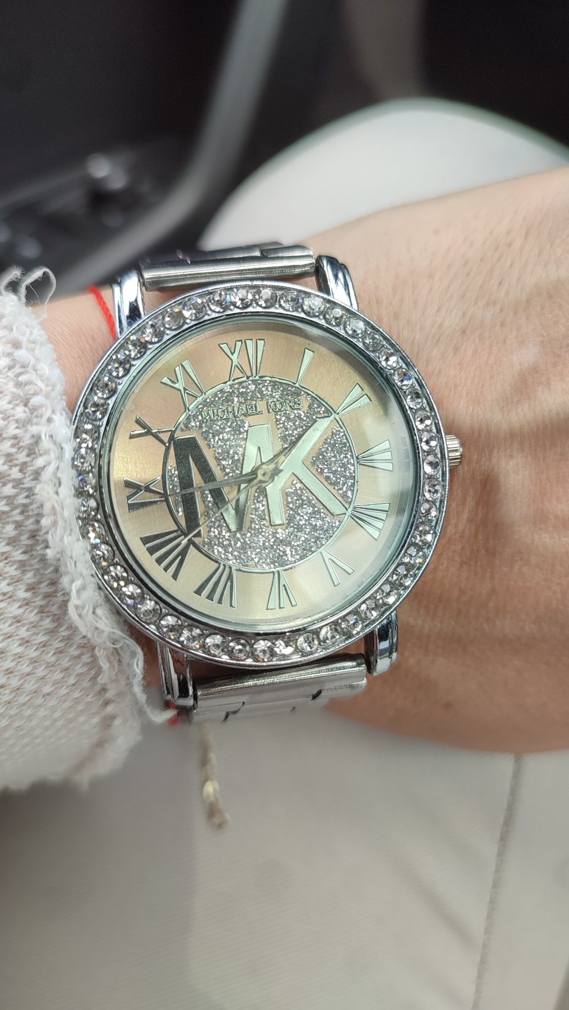 Zegarek srebrny MK z cyrkoniami plus pierścionek r 14