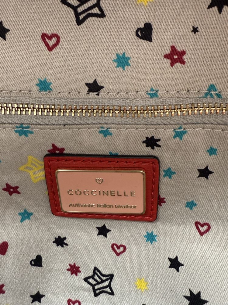 Рюкзак Coccinelle з натуральної шкіри, червоний, оригінал