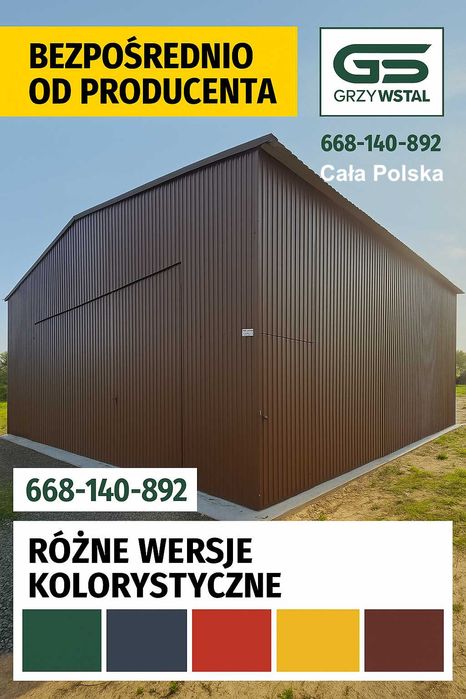 Garaż Brązowy |Konstrukcja|Magazyn| Wiata | Hala Stalowa - GRZYWSTAL