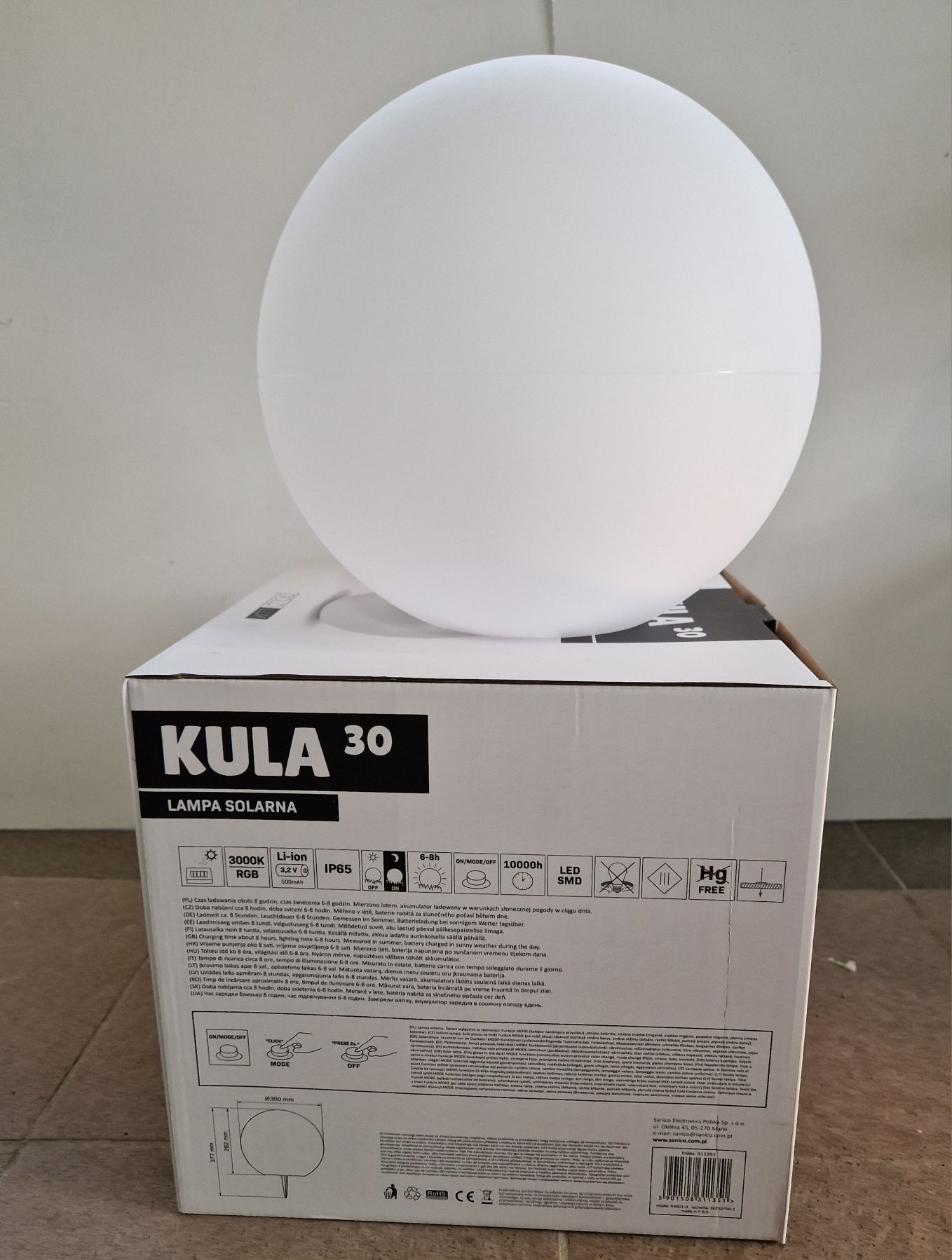 Kula solarna RGB 30 cm z pilotem