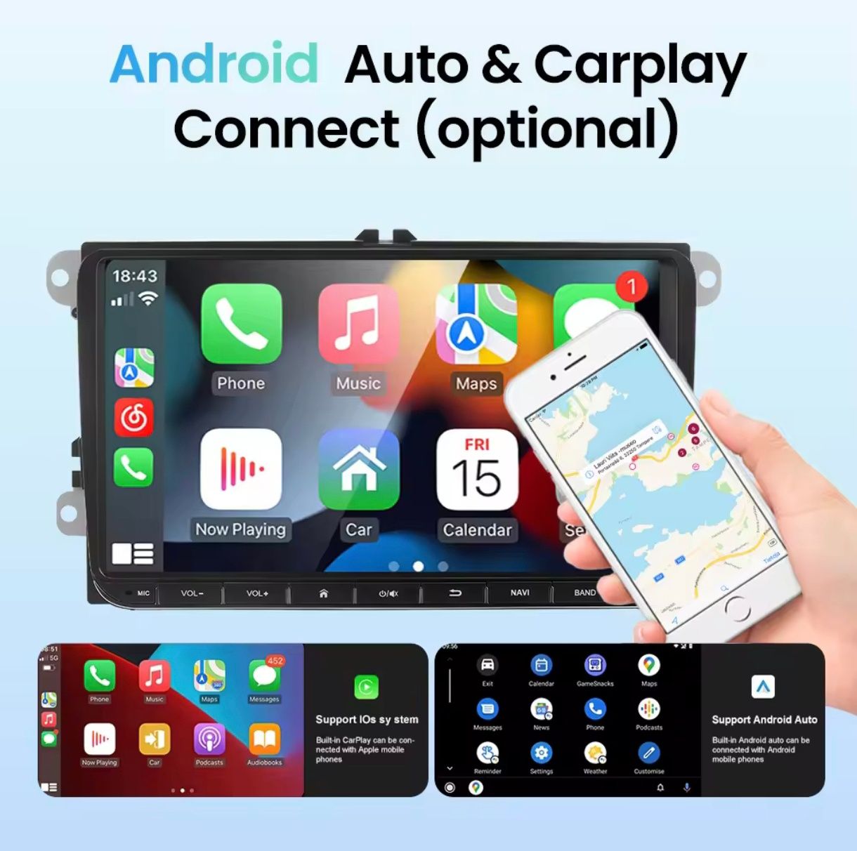 Radio Nawigacja Carplay Androidauto VW,Golf,Passat,Tiguan,Seat, Touran
