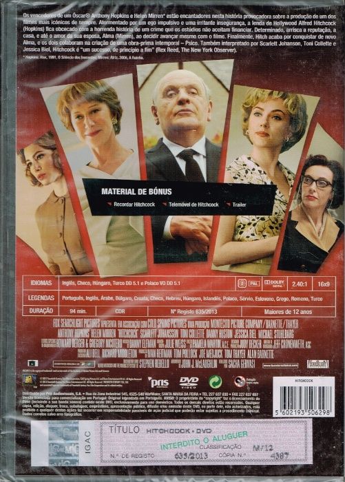 Filme em DVD: HITCHCOCK (Anthony Hopkins) - NOVO! SELADO!