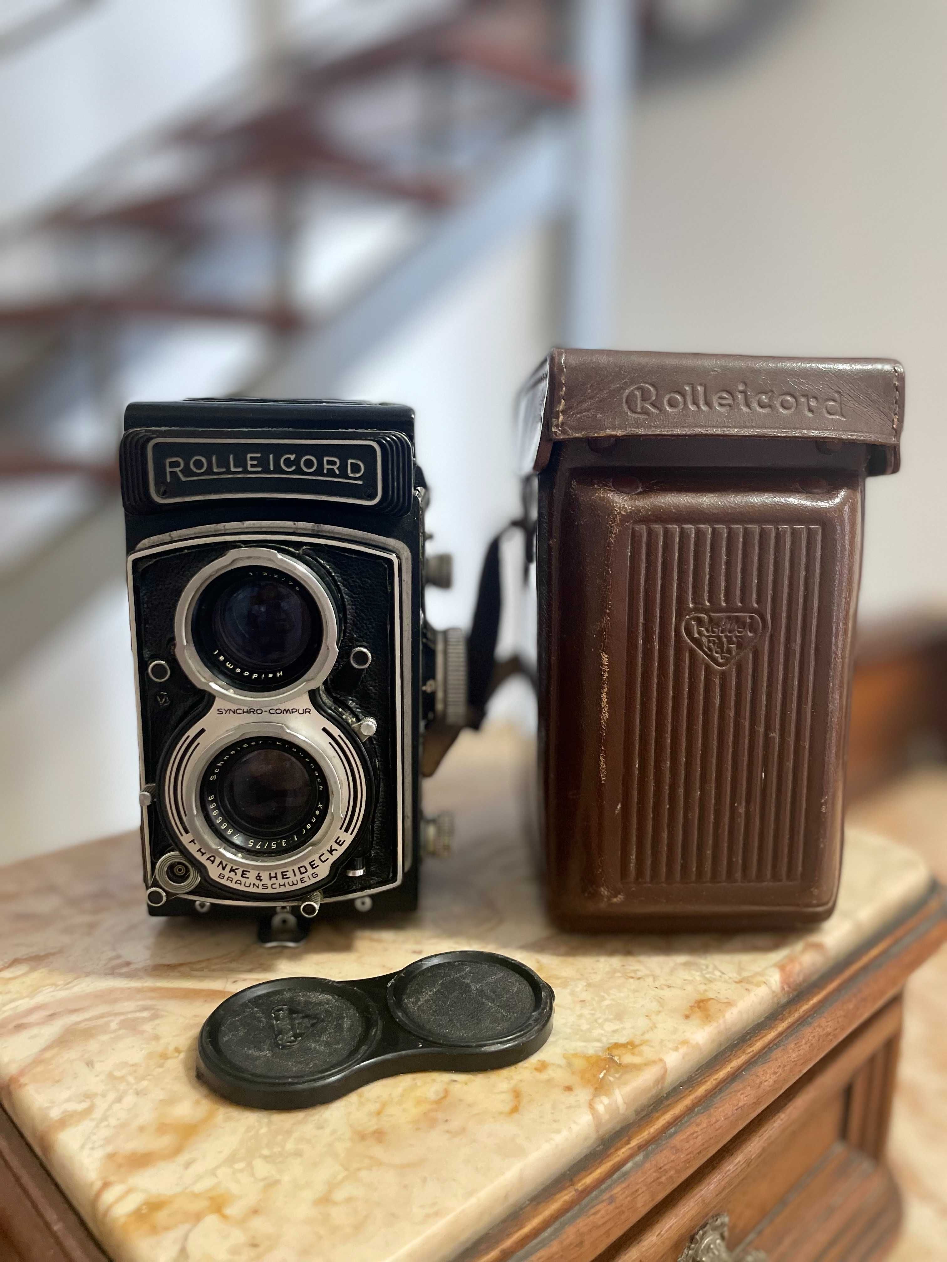 Rolleicord Vb Schneider-Kreuznach Xenar 1: 3.5/75 com Estojo