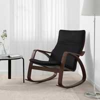 Крісло-качалка IKEA Poäng, чорне з коричневим деревом