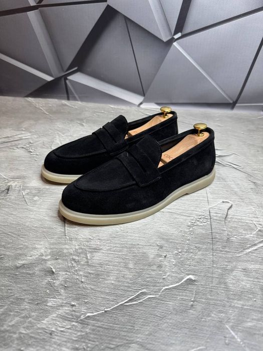 Лоферы Замшевые мужские чёрные LORO PIANA! Натуральная Замша! ХИТ!