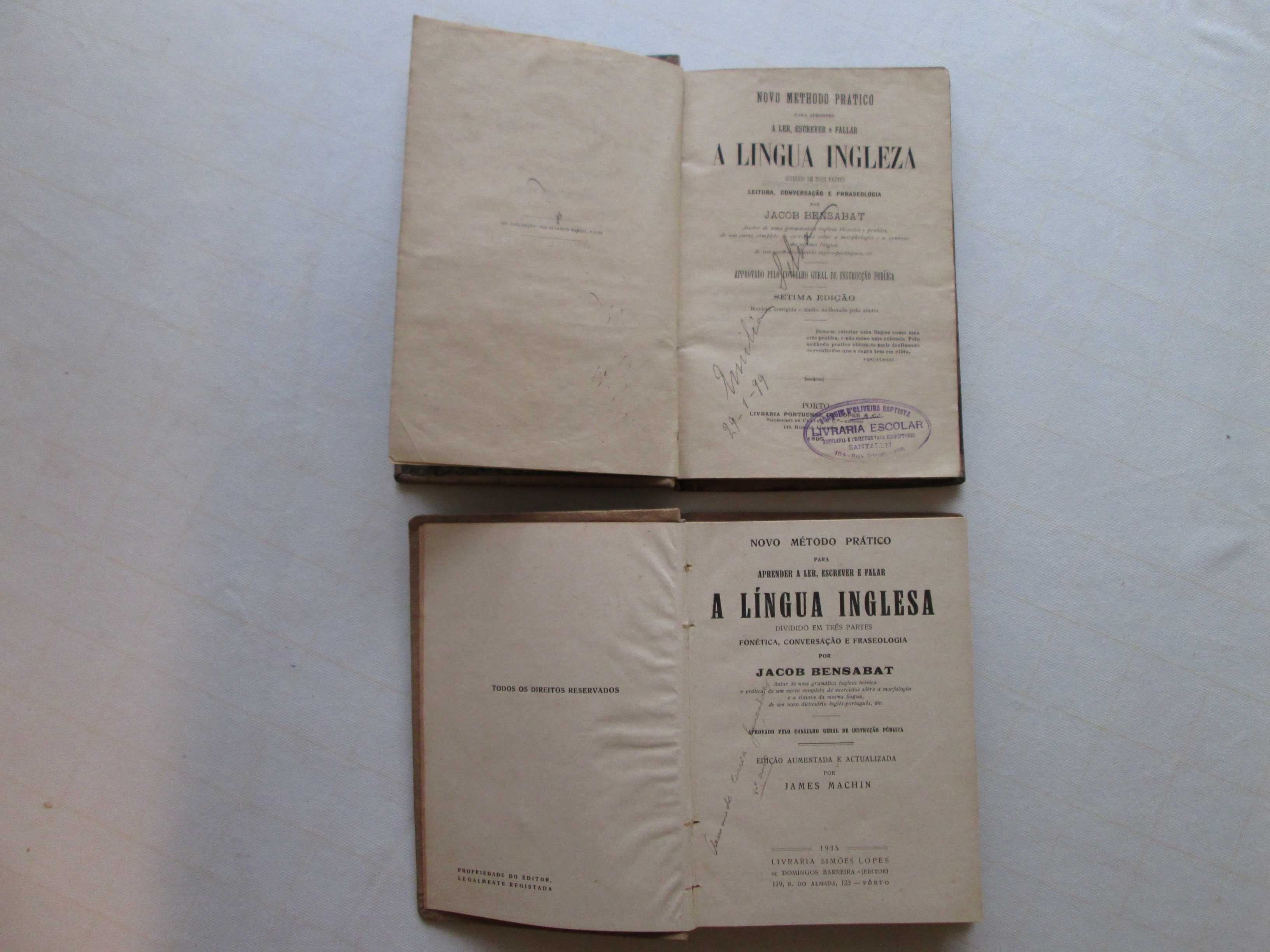 2 Livros de Estudo de Inglês e Dicionário Muito Antigos