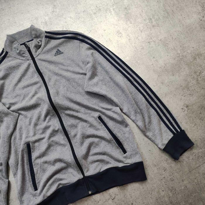 MĘSKA Bluza Bomber Sport Casual Rozpinana Adidas 3 Paski Granatowa