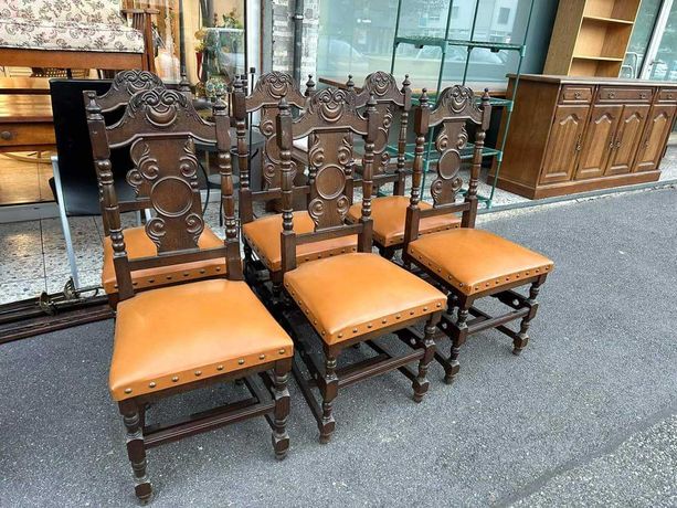 Krzesła 6 sztuk piękne rzeźbione oparcie