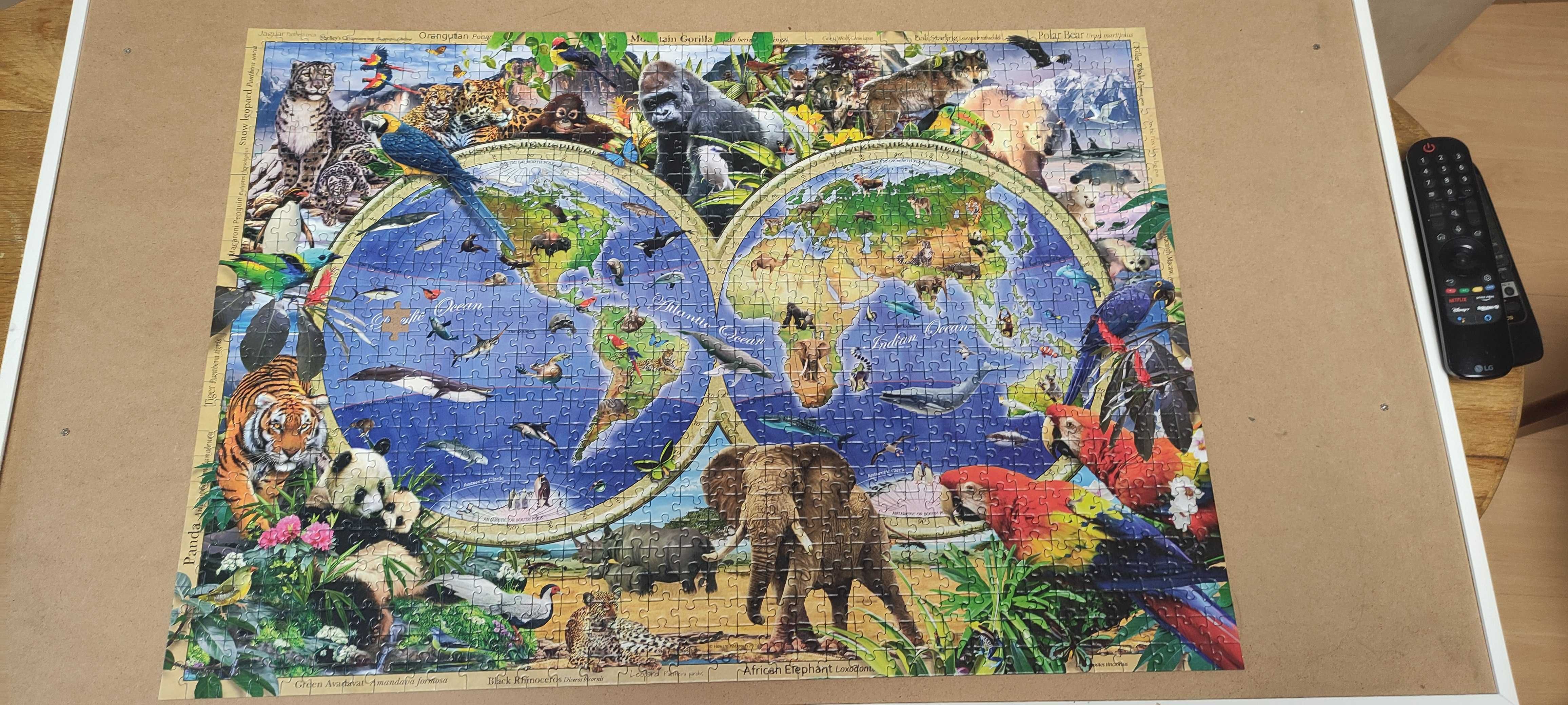 Puzzle 1000 elementów Mapa Dziki świat Schmid, 1 brak