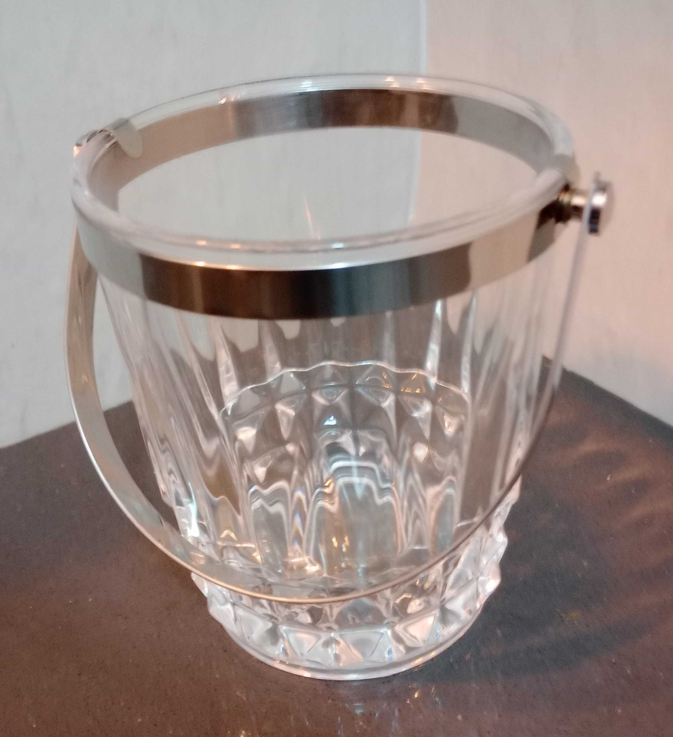 Balde gelo Cristal D`Arques aro e pega inox, Alt: 14 cm - Bocal: 11 cm