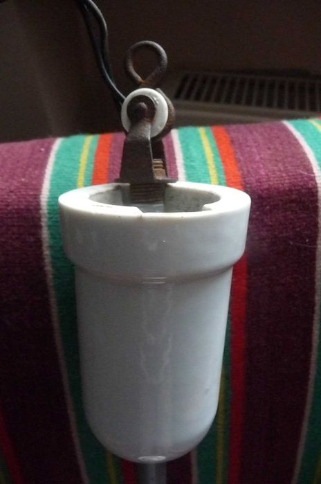 Lampa sufitowa, szklany klosz, antyk PRL