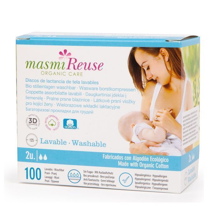 Masmi Reuse Organic Care Wkładki Laktacyjne z Bawełny Organicznej 2szt