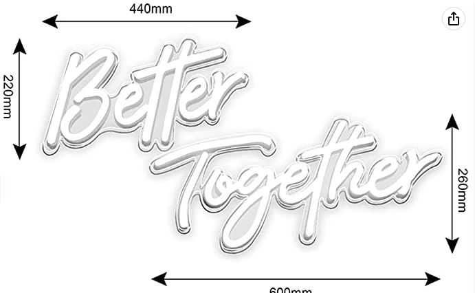 Better Together napis ledowy led ledon neon napis świecący wesele ślub