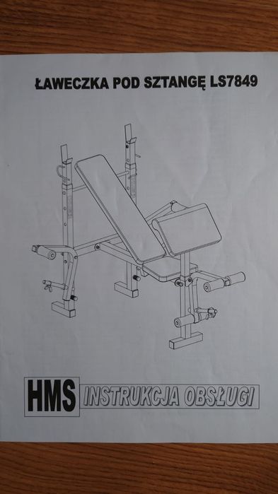 Ławka treningowa, gryf prosty i obciążenie