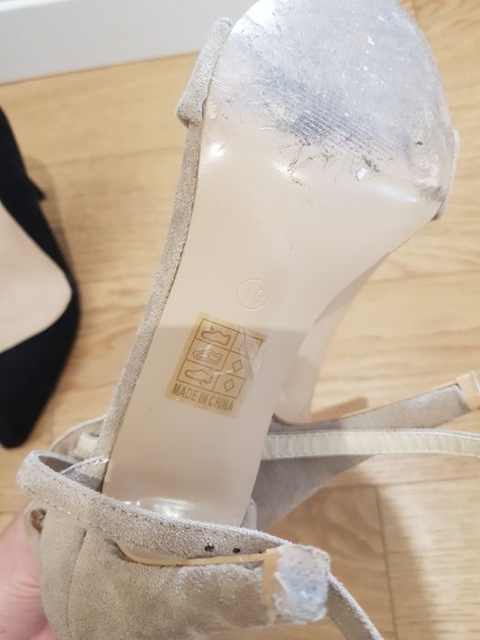 Buty na obcasie sandały szpilki 40 wysokie nude czarne