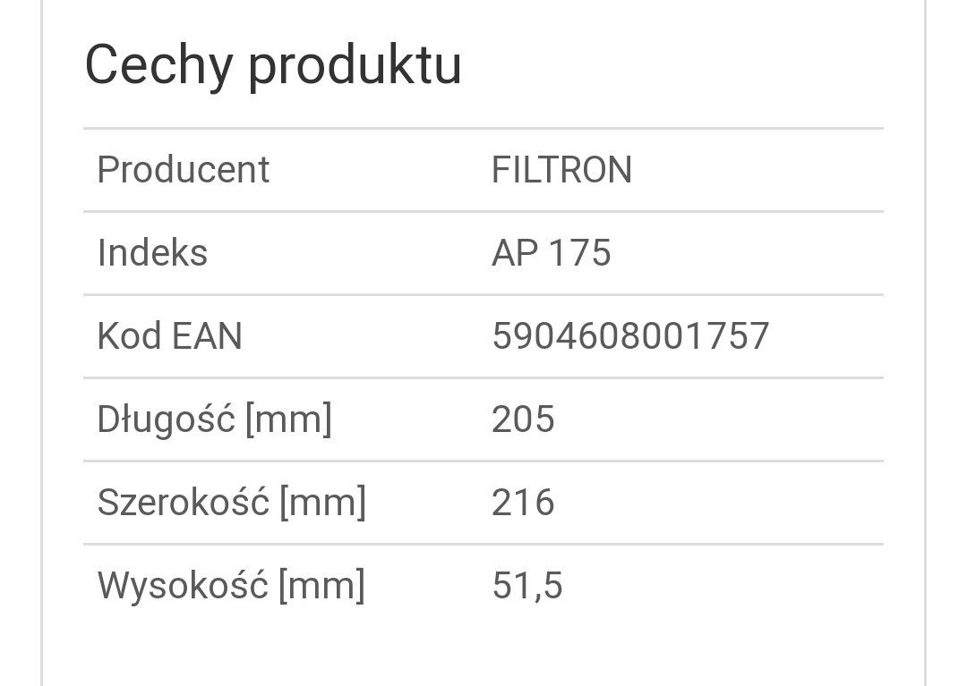Filtr powietrza nowy do Mitsubishi