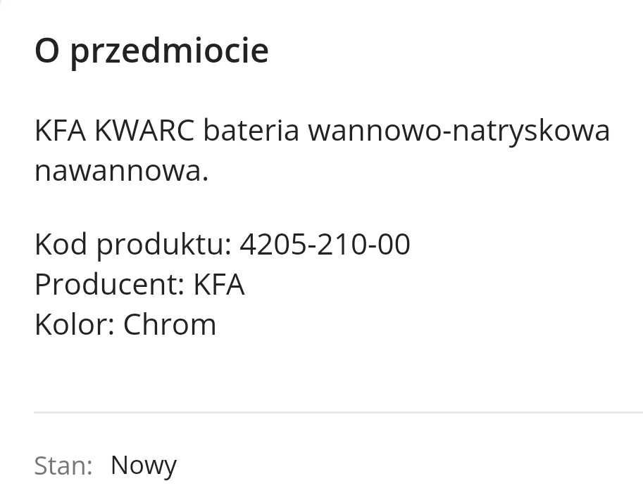 NOWY Zestaw bateri łazienkowej