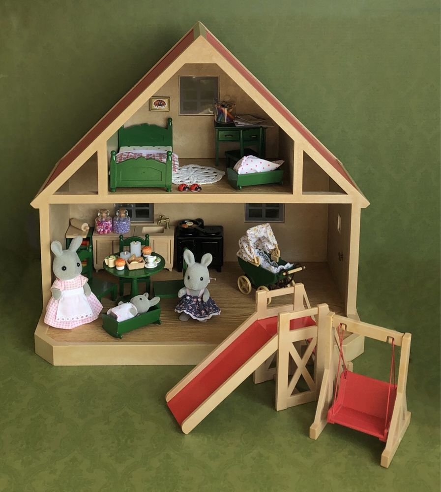 Domek Sylvanian Families Epoch 1985 vintage rodzina królików huśtawka