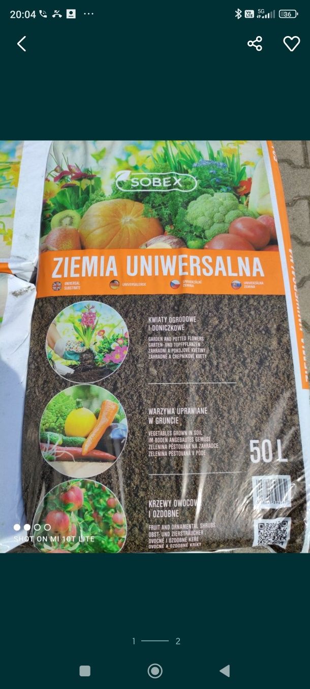 Ziemia uniwersalna 50 l paleta 45 szt