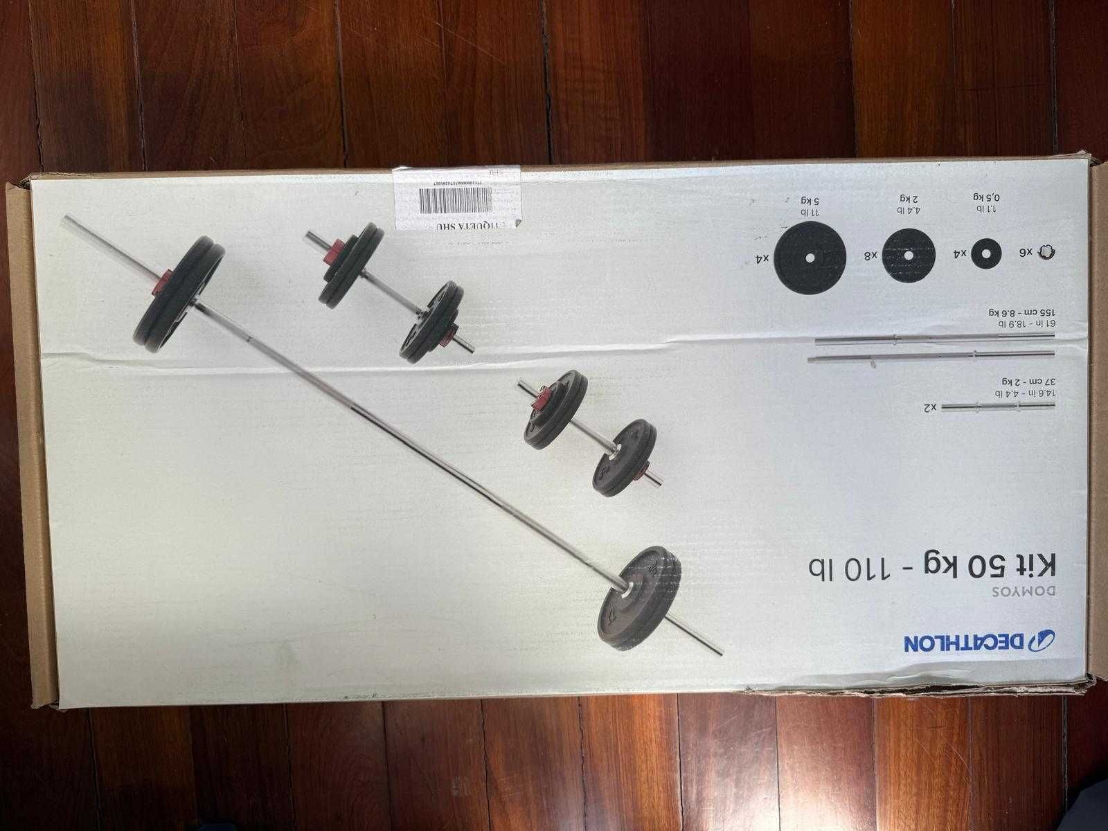 Banco de Musculação Mobiclinic + Conjunto de Pesos 50kg, Como Novo