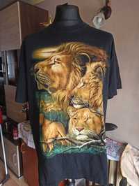 Męski t-shirt koszulka vintage retro wild afryka lew lwy XL