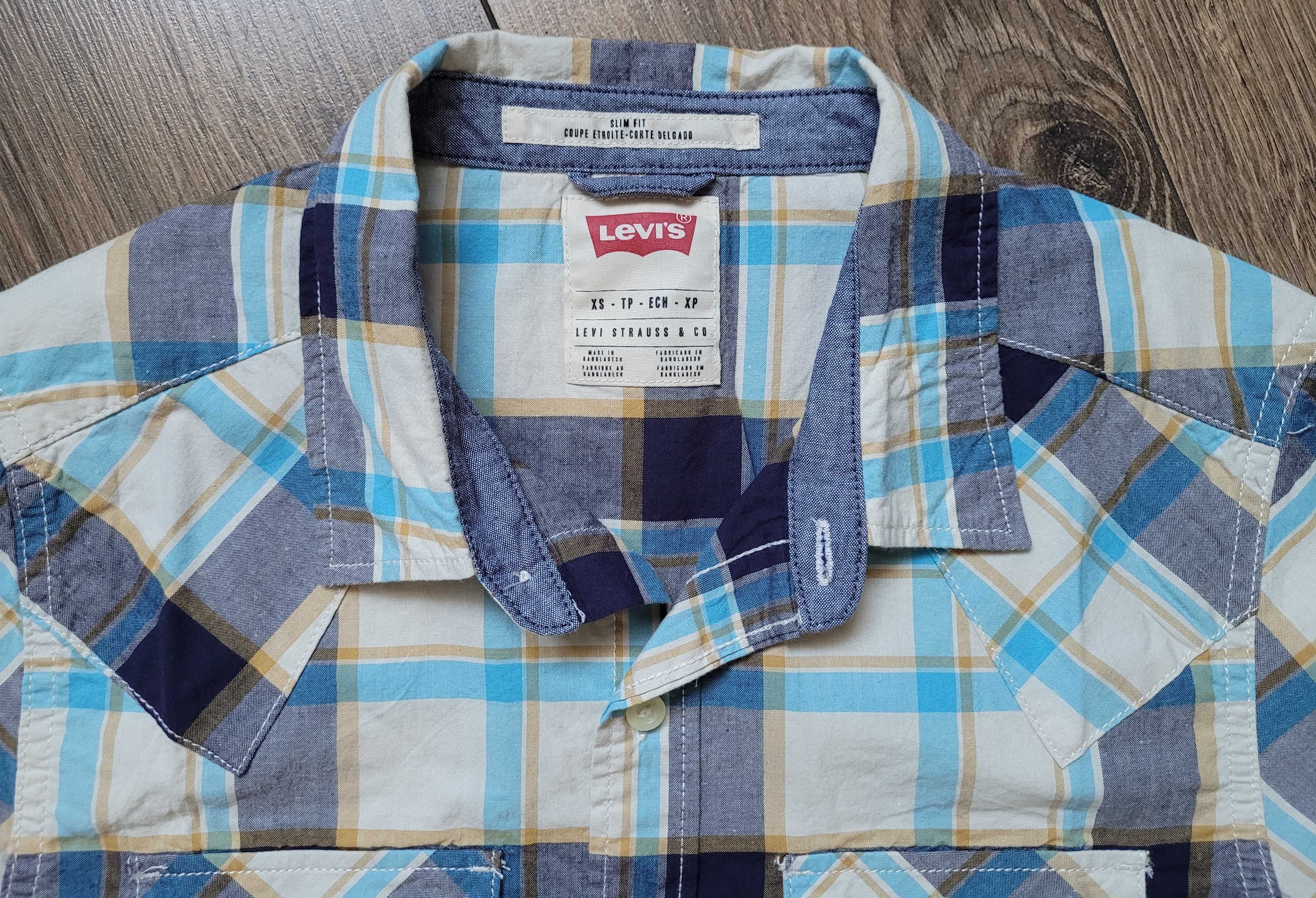koszula krótki rękaw Levi's z kieszeniami XS slim fit w kratę bawełna