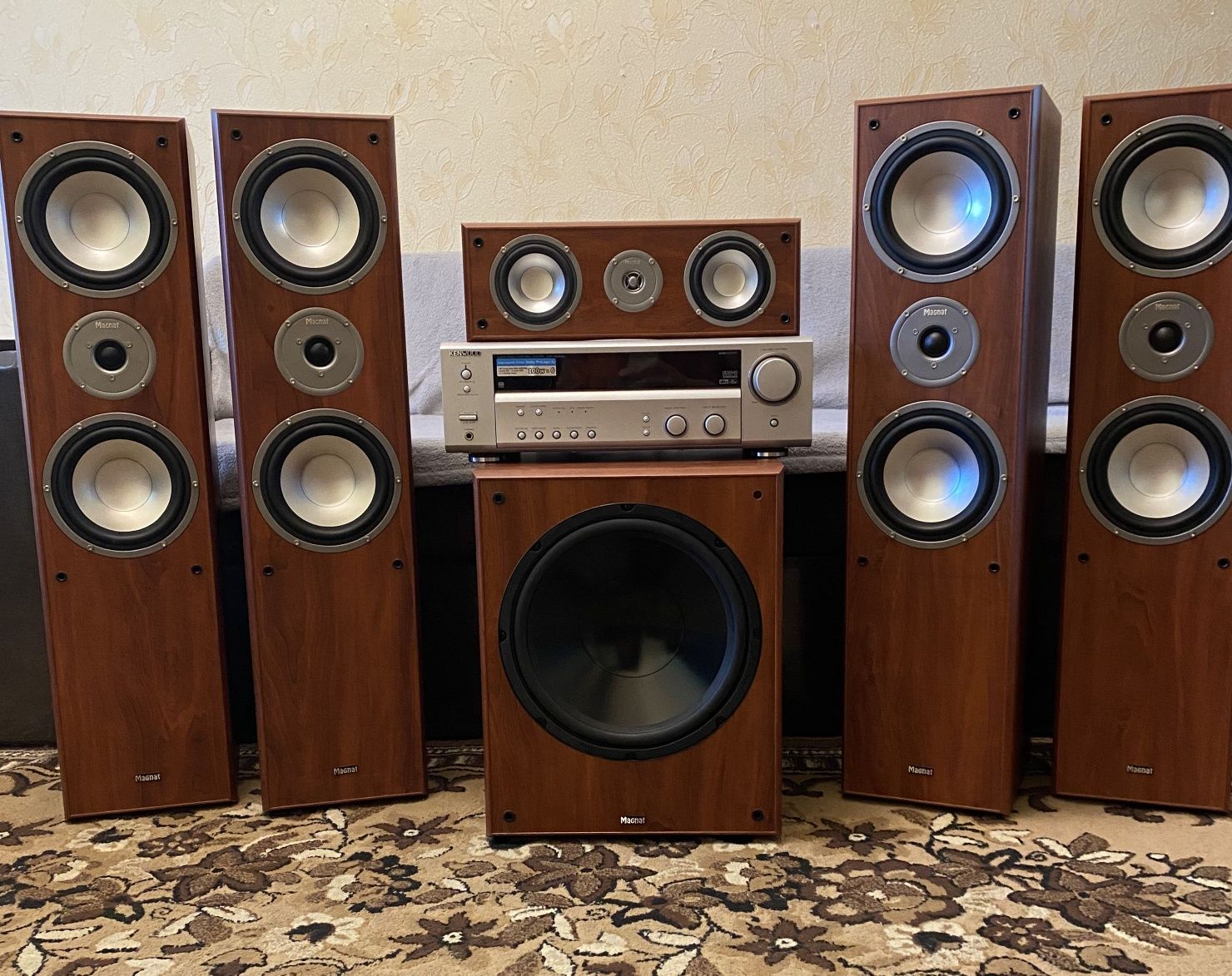 Hi-Fi акустика Magnat 5.1 + саб + ресивер Kenwood | Повний комплект