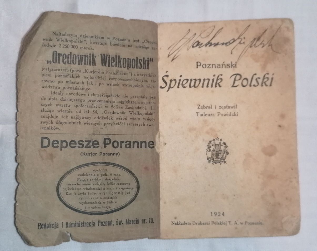 Poznański Śpiewnik Polski z 1924 r.