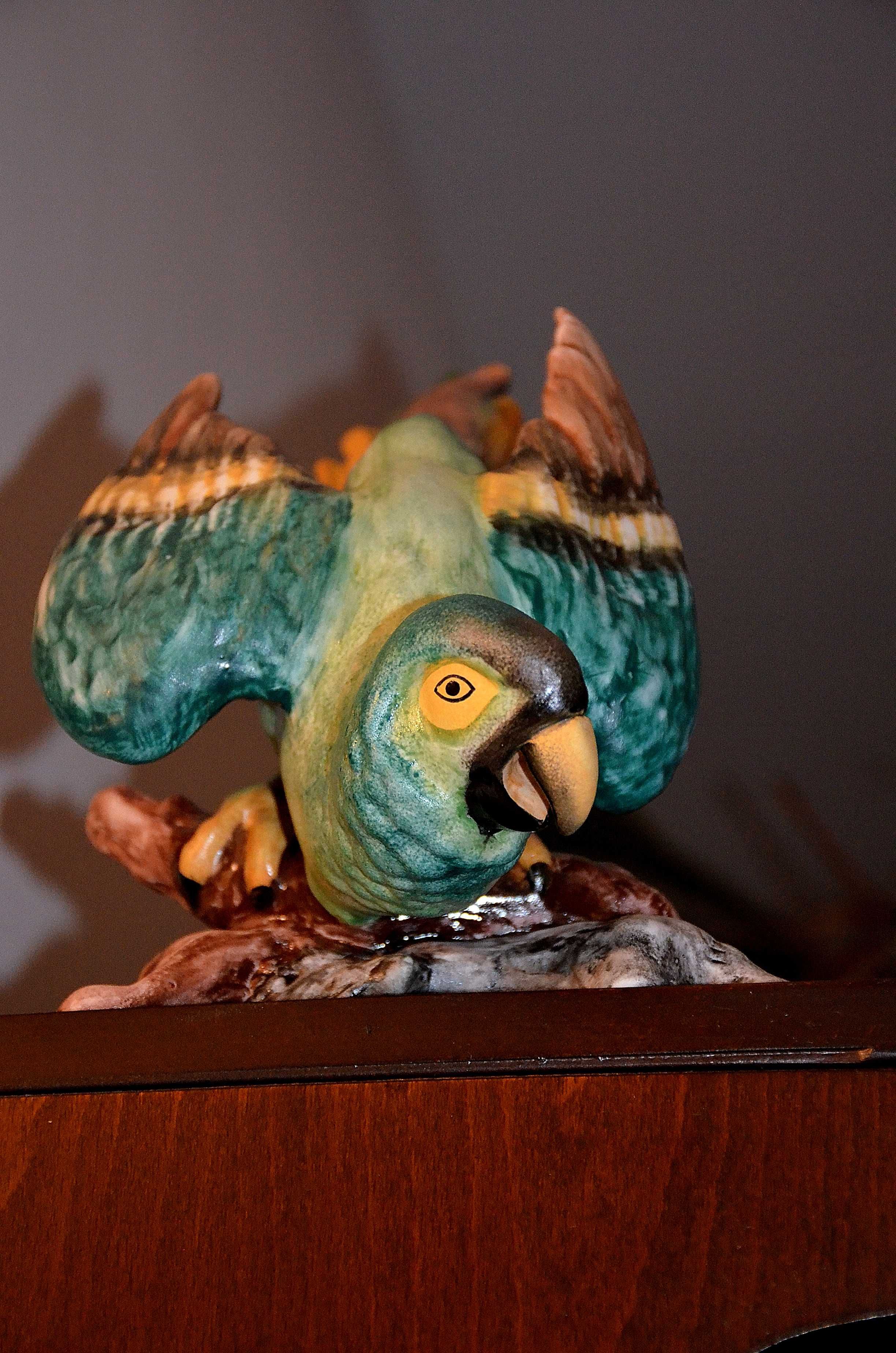 Porcelana Roceram Papuga ptaki biskwit 27cm ostatnia sztuka