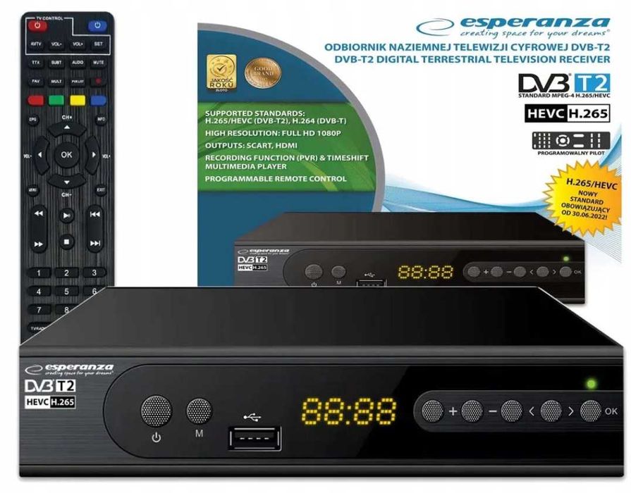Nowy Dekoder DVB-T2 HEVC pilot do dekodera i telewizora