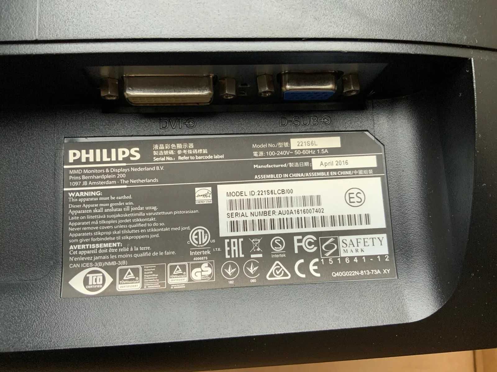 Monitor Philips 22" Brilliance LCD 221S6L 22-calowy