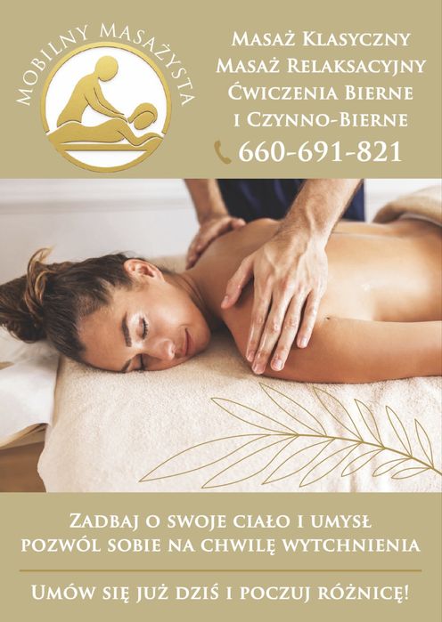 Masaż Klasyczny & Masaż Relaksacyjny. Dojazd do klienta.