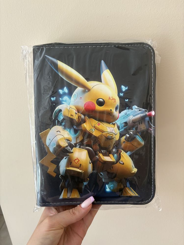 Nowy duzy czarny segregator na karty Pokemon na zamek Pikachu